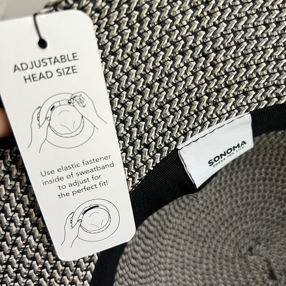 Set 3 Hat ‘Lifes A Beach’ Roxy Sonoma Black White Adjustable Woven Straw Summer - Picture 6 of 17